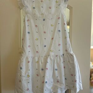Janie and Jack White Dress with Pink, Blue, and Yellow Floral Print